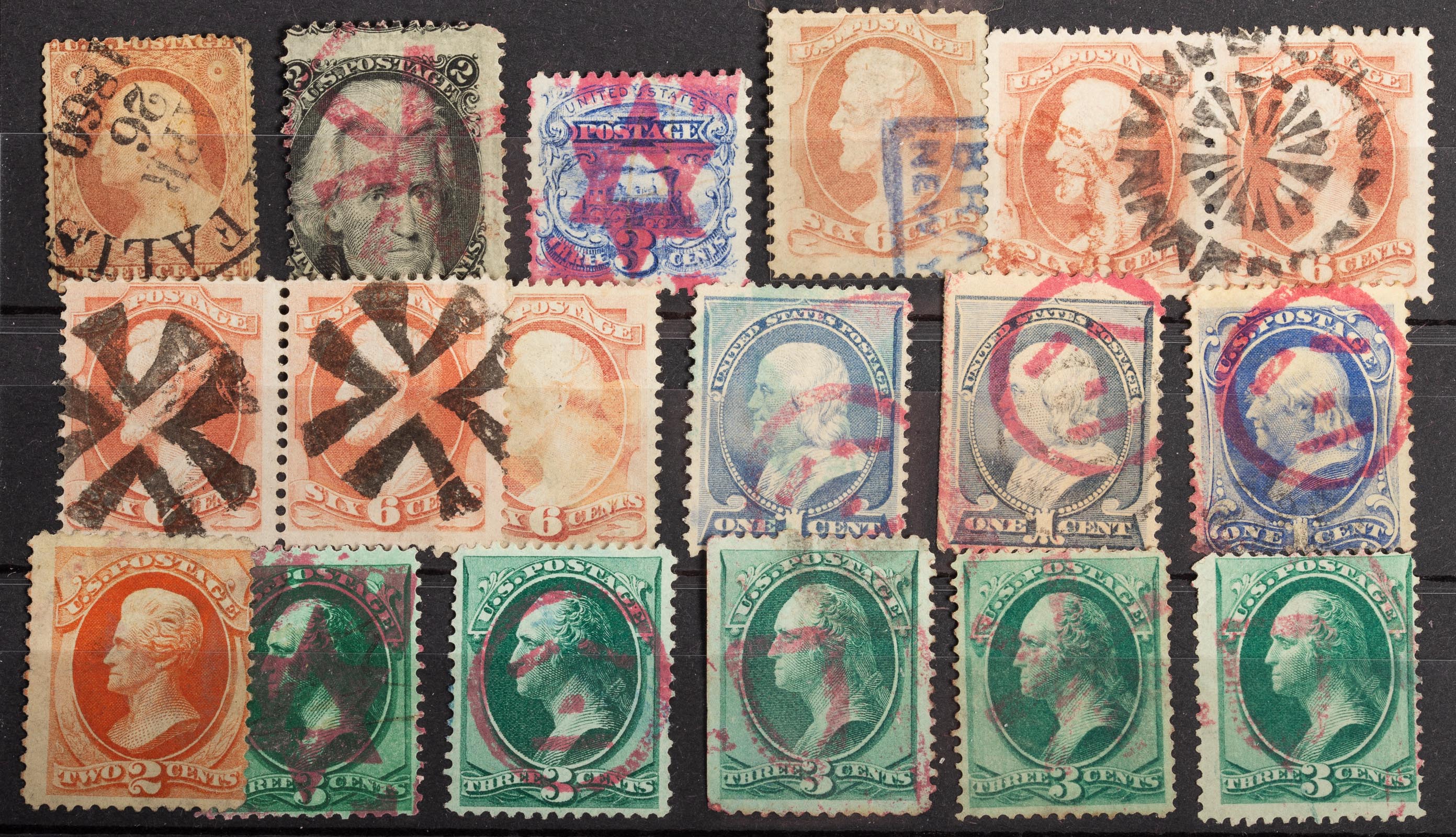 Appraisal: SELECTION OF UNUSUAL CANCELS U S BANK NOTE ISSUE Additionally