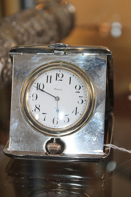 Appraisal: AN AMERICAN STERLING SILVER FOLDING DESK WATCH with top wind