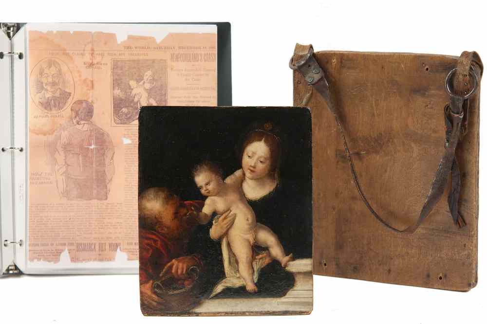 Appraisal: OLD MASTER OOP W UNIQUE PROVENANCE CASING -The Holy Family