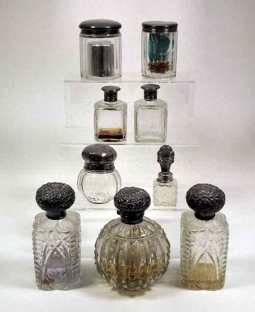 Appraisal: A late Victorian cut-glass spherical scent bottle with deep slice