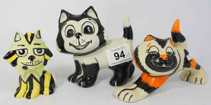 Appraisal: Lorna Bailey Black and White Cat Stretching Ginger Cat and