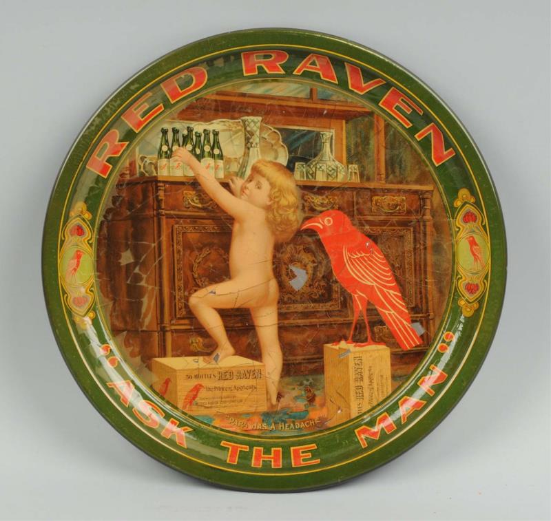 Appraisal: Red Raven Advertising Serving Tray This tray has moderate cracking