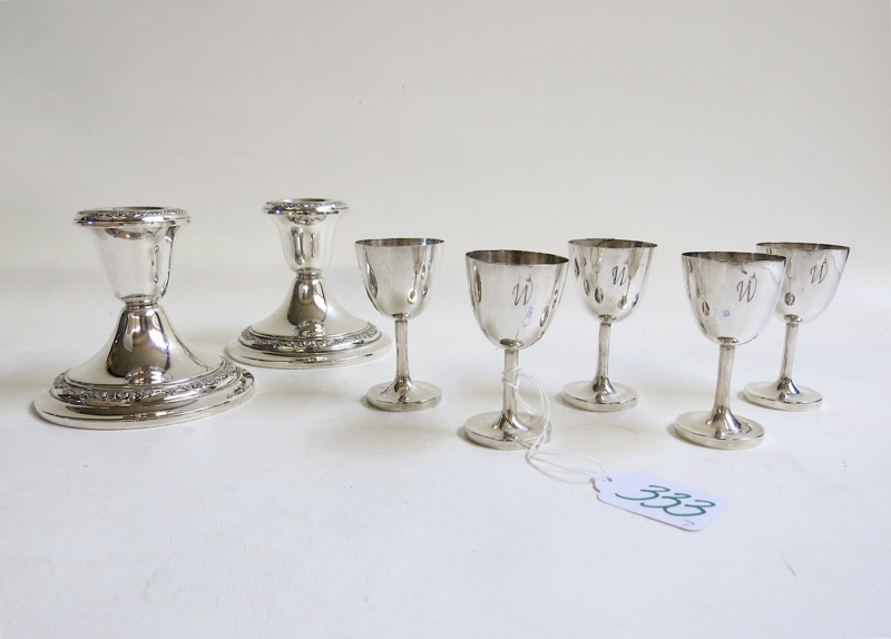 Appraisal: SEVEN STERLING SILVER HOLLOWWARE PIECES set of cordials H together