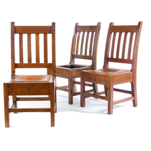 Appraisal: ROYCROFT Three side chairs with four vertical back slats and