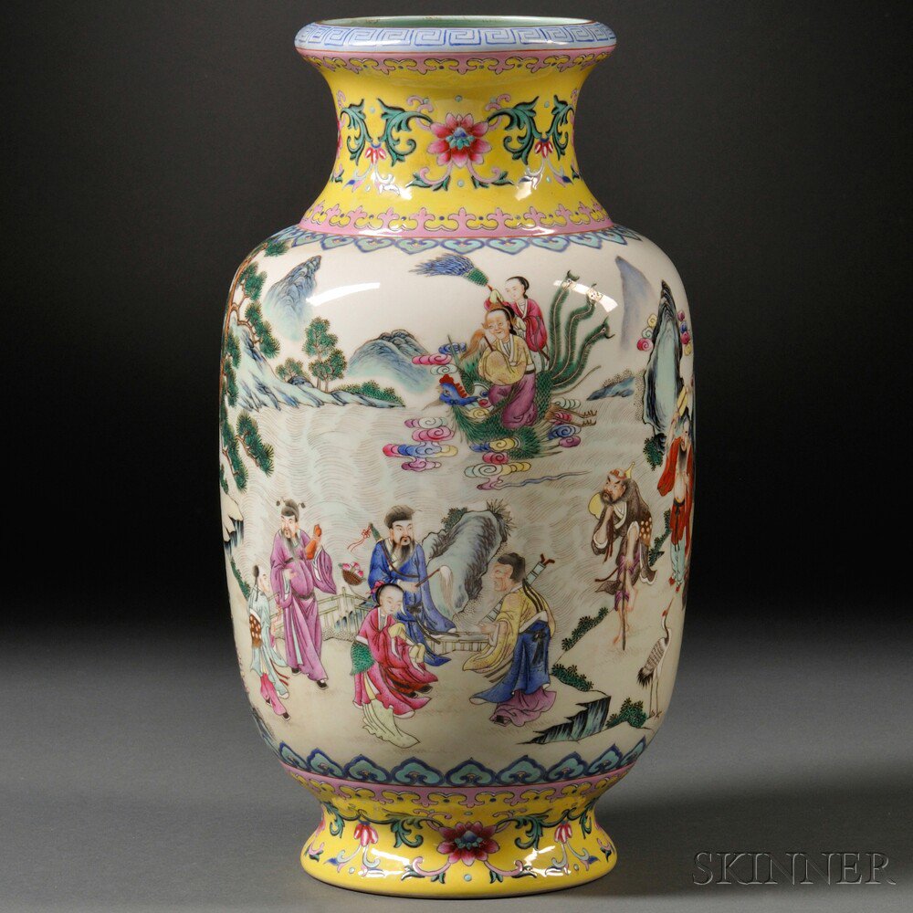 Appraisal: Famille Rose Vase China baluster form painted with a continuous