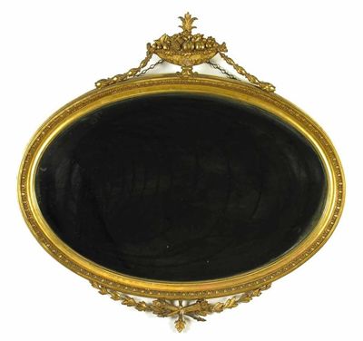 Appraisal: A late Victorian oval giltwood and gesso wall mirror with