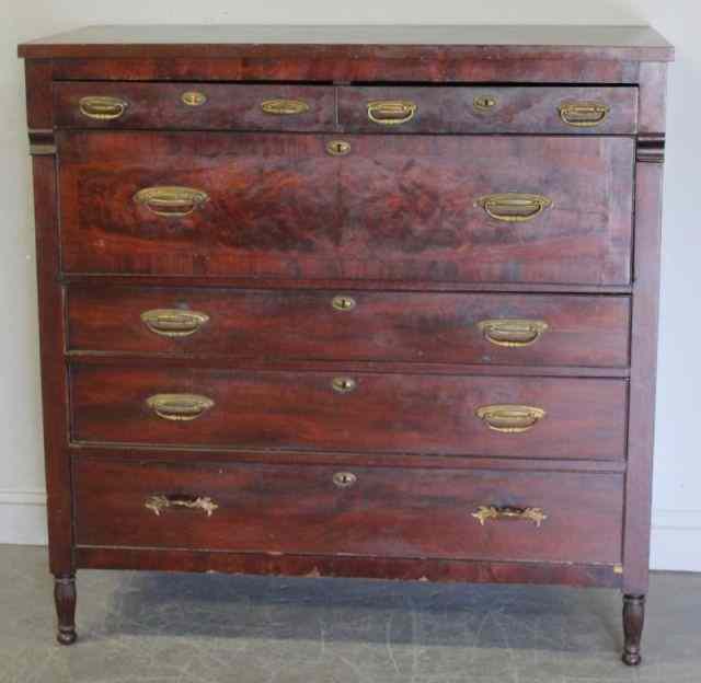 Appraisal: American Empire Mahogany Secretary Chest With replaced pulls however original