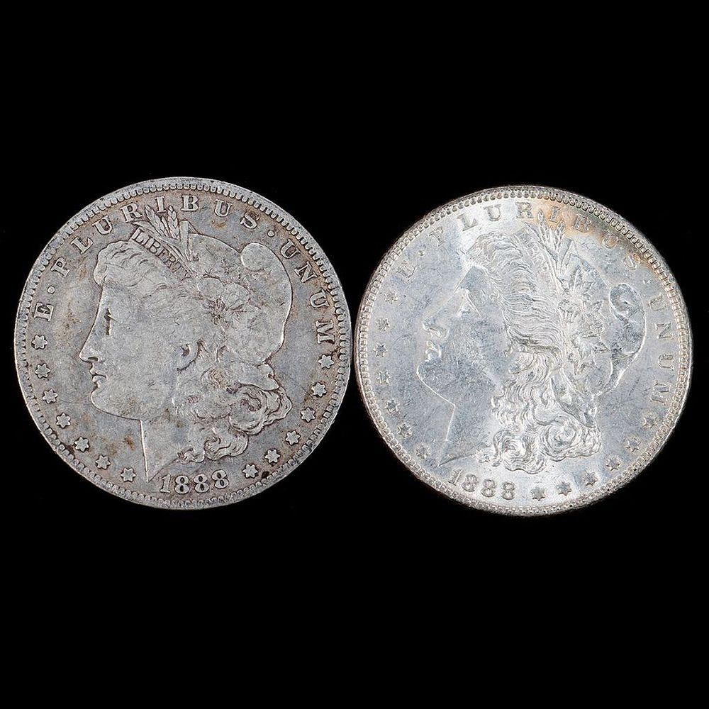 Appraisal: Two Morgan Silver Dollar Coins Two Morgan Silver Dollar Coins