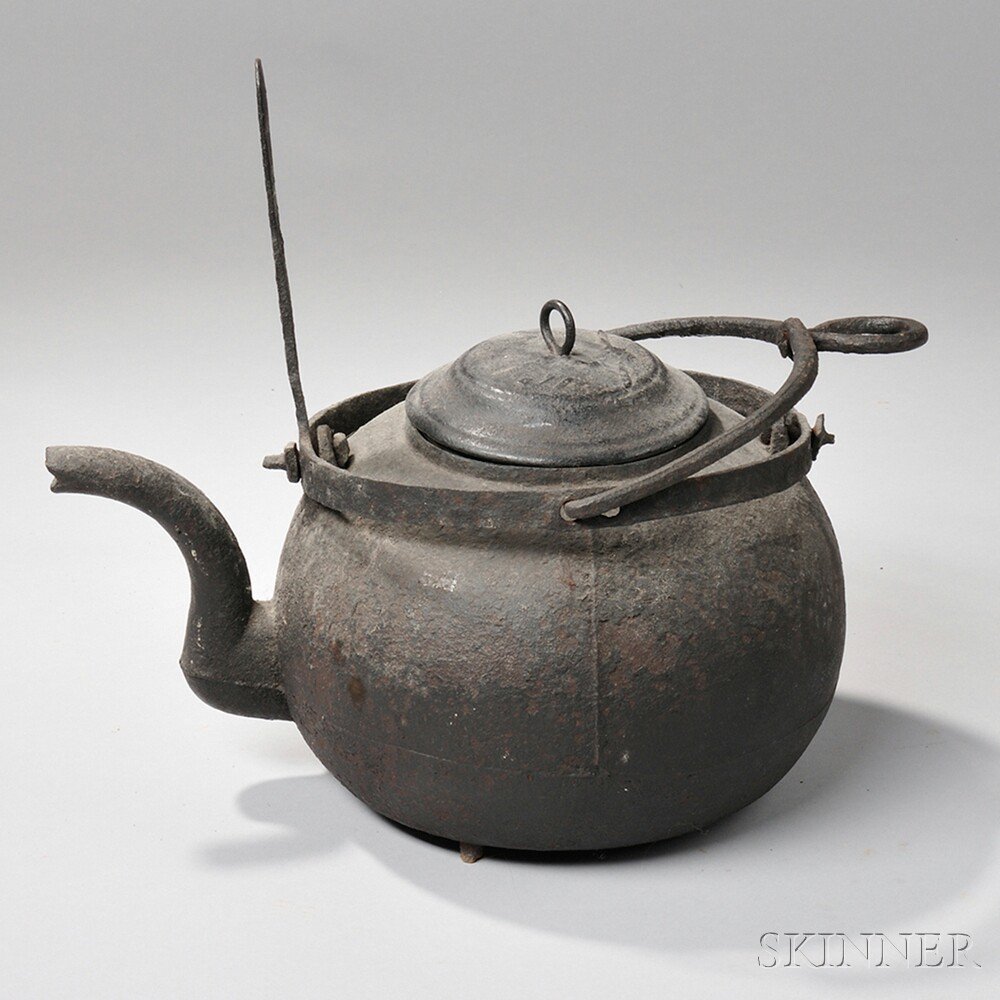 Appraisal: Cast Iron Hearth Kettle America late th early th century