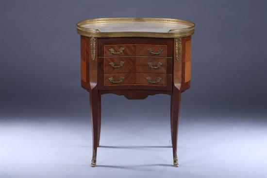 Appraisal: LOUIS XV STYLE MARBLE-TOP KIDNEY-SHAPED PETITE COMMODE th century with