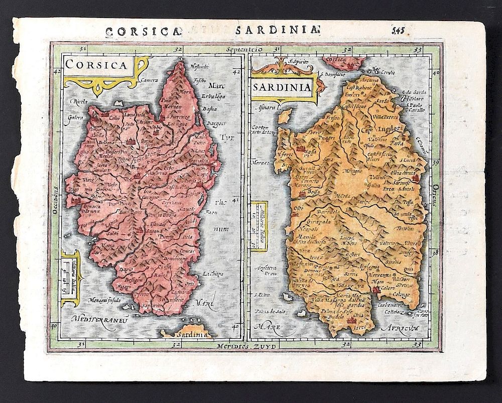 Appraisal: Maps of Sardinia and Corsica Mercator and Hondius Ortelius Group