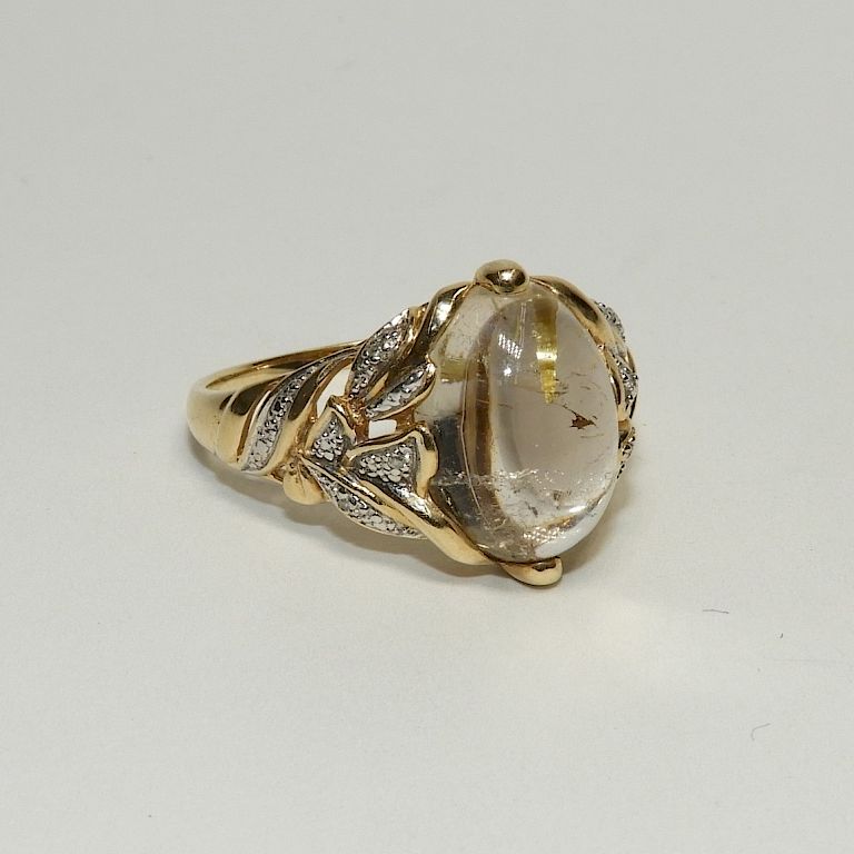 Appraisal: Rock Crystal Diamond K Gold Lady's Ring th Century Rock