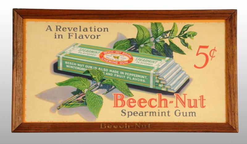 Appraisal: Cardboard Beech-Nut Gum Sign Description Includes original frame Some soiling