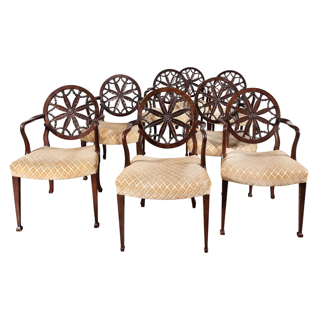 Appraisal: Set of Eight George III Mahogany Open Armchairs Four circa