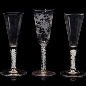 Appraisal: A Group of Three English Glass Ale Stems Circa Height