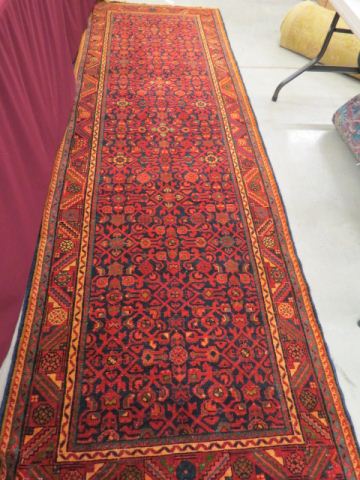 Appraisal: Hamadan Persian Handmade Runner overall designs indigio field ' x