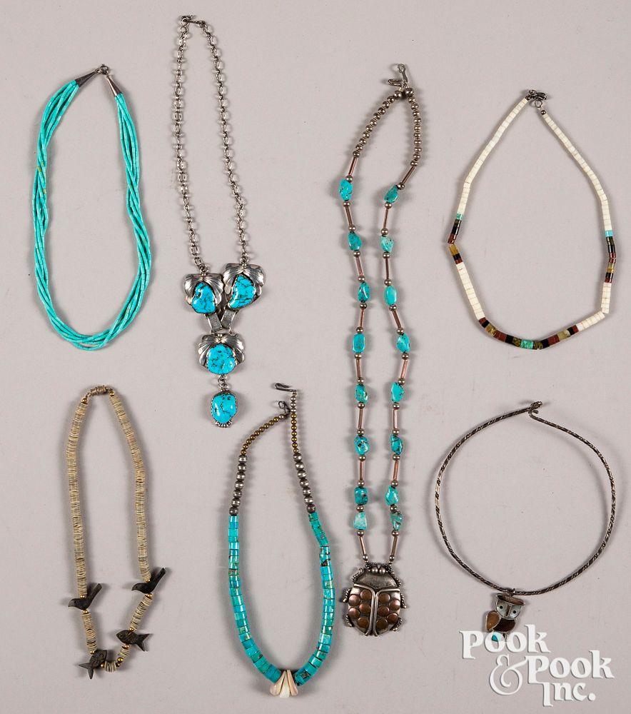 Appraisal: Seven Native American Indian necklaces Seven Native American Indian necklaces