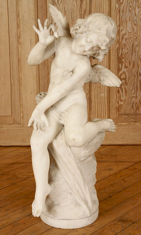 Appraisal: GRAND TOUR MARBLE FIGURE OF PUTTO CIRCA A Grand Tour