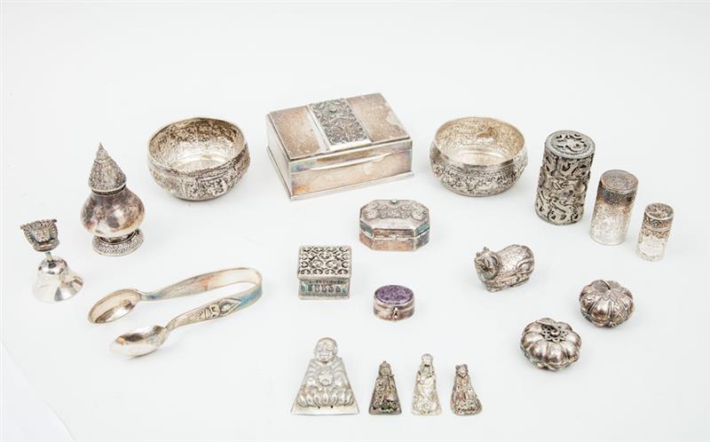 Appraisal: GROUP OF THAI AND OTHER SILVER SMALL ARTICLES Comprising a