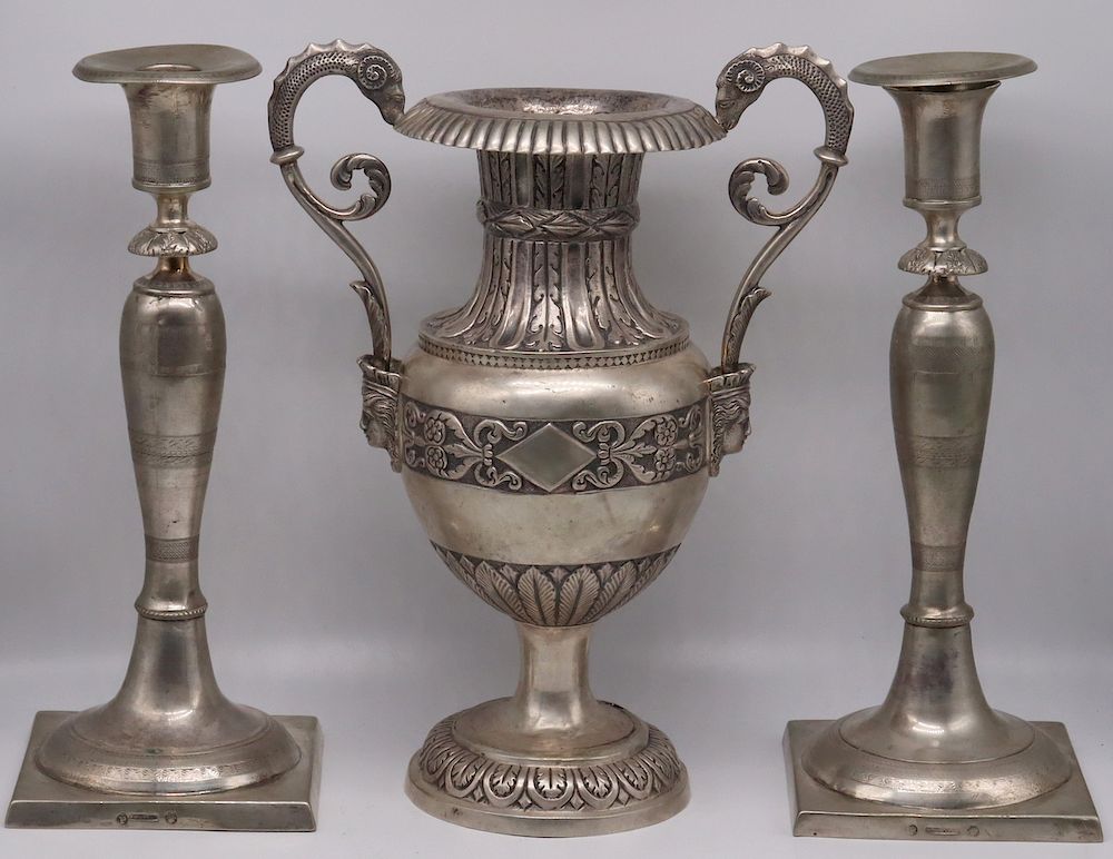 Appraisal: SILVER Continental Silver Hollow Ware Grouping Includes a pair of