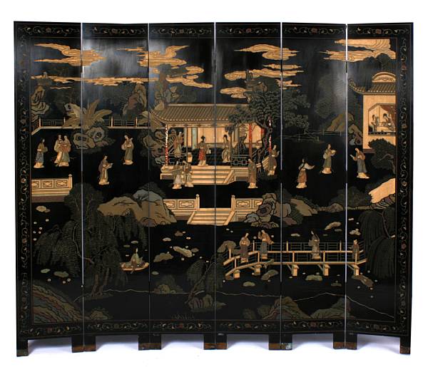 Appraisal: A Chinese six panel Coromandel floor screen second half of