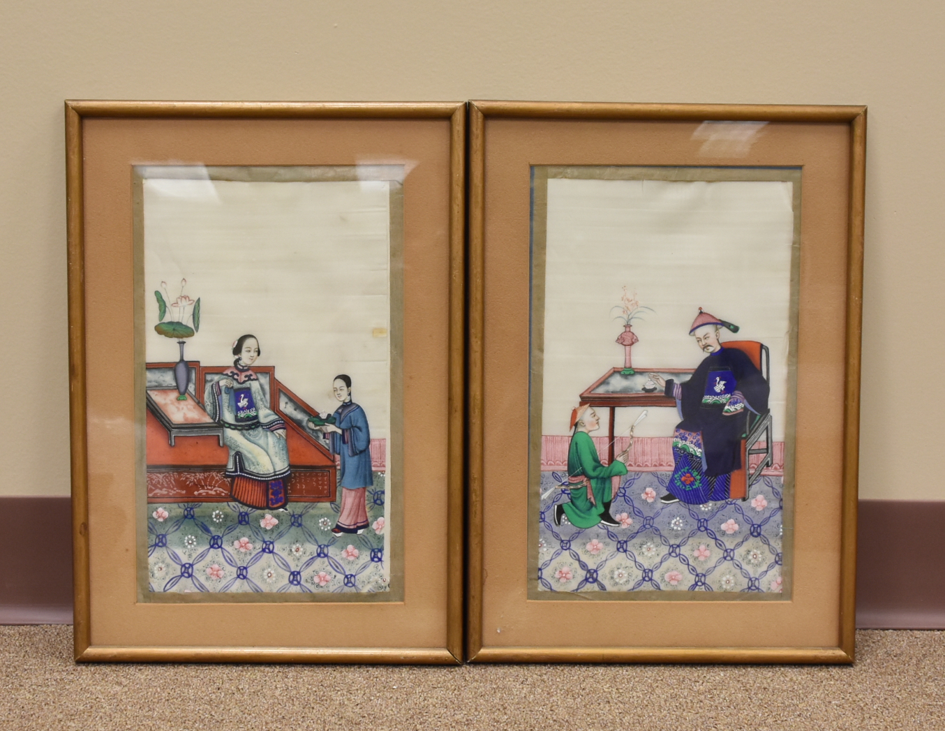 Appraisal: TWO CHINESE PAINTING ON PITH PAPER WITH FRAMES painting of