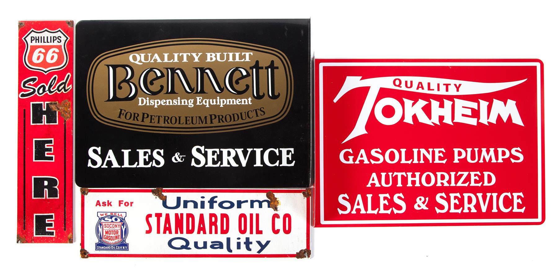 Appraisal: FOUR CONTEMPORARY PETROLEUM PRODUCT SIGNS American late th- st century