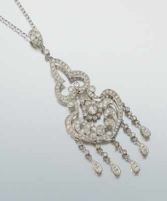 Appraisal: An Art Nouveau Style Platinum and Diamond Necklace Platinum diamond