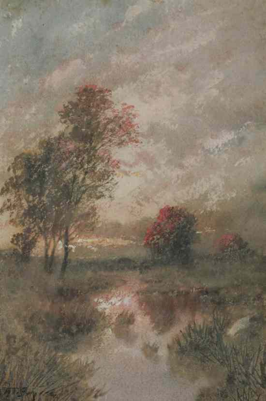 Appraisal: AMERICAN SCHOOL th century MARSHY CREEK AT SUNSET signed illegibly