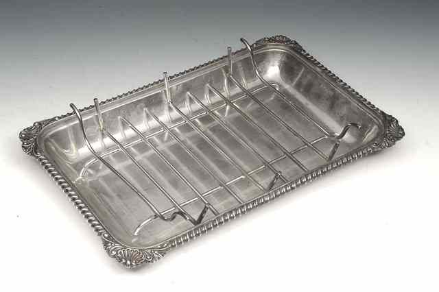 Appraisal: A GEORGE V SILVER MEAT DISH rectangular shaped with gadrooned