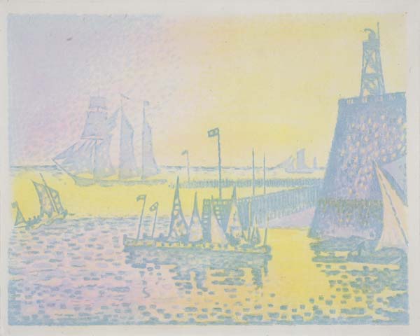 Appraisal: PAUL SIGNAC Le Soir Color lithograph on chine volant x