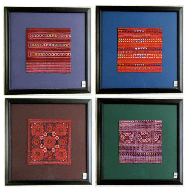 Appraisal: A SET OF FOUR INDIVIDUALLY FRAMED TEXTILE PANELS Thailand th