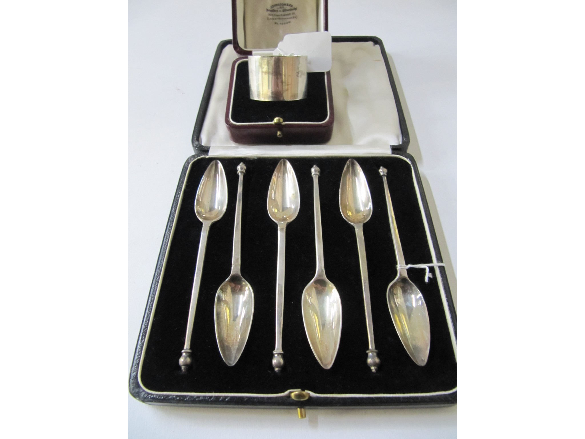 Appraisal: A lot comprising a cased set of six silver grapefruit