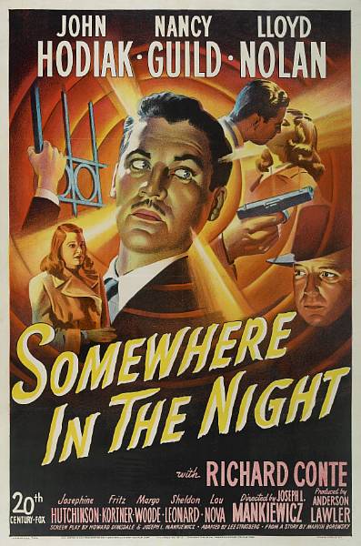 Appraisal: Somewhere in the Night th Century Fox one-sheet lithograph condition