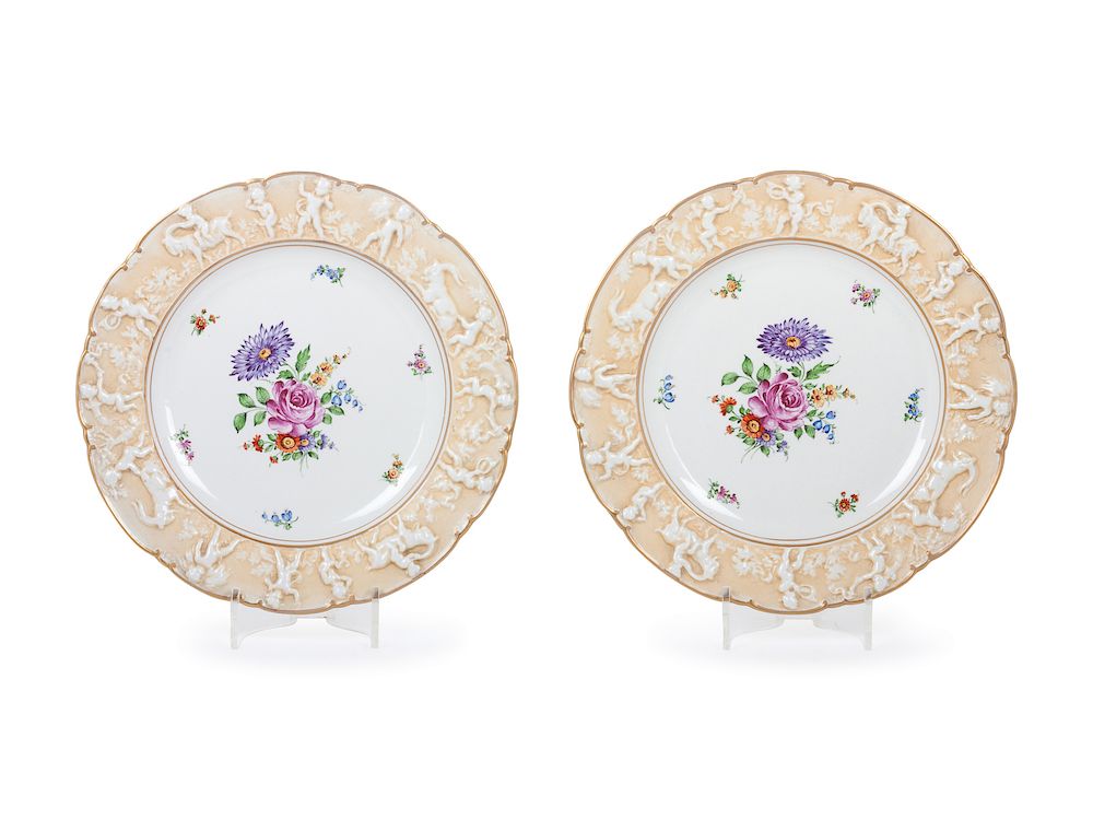 Appraisal: Two Nymphenburg Porcelain Articles Diameter inches Two Nymphenburg Porcelain Articles