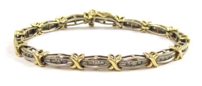 Appraisal: DIAMOND AND FOURTEEN KARAT GOLD BRACELET - inches in length