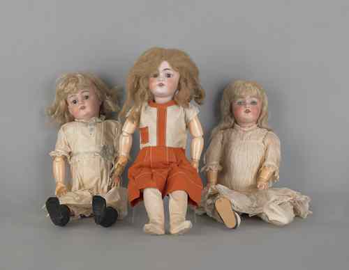 Appraisal: Three German bisque head dolls late th c unknown makers