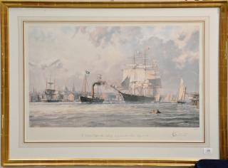 Appraisal: John Stobart Boston The Celebrated Clippership Lightning Towing out on