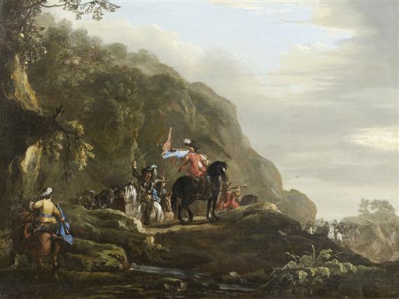 Appraisal: WOUWERMAN PHILIPS FOLLOWER OF Haarlem Soldiers riding in a landscape