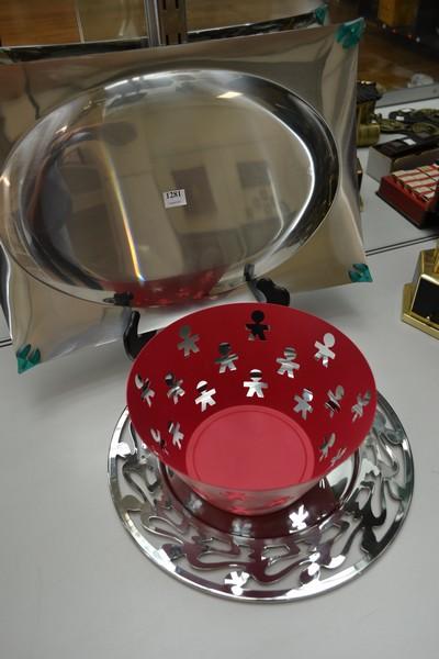 Appraisal: AN ALESSI VOILA VOILA SERVING TRAY A RED POWDER COATED