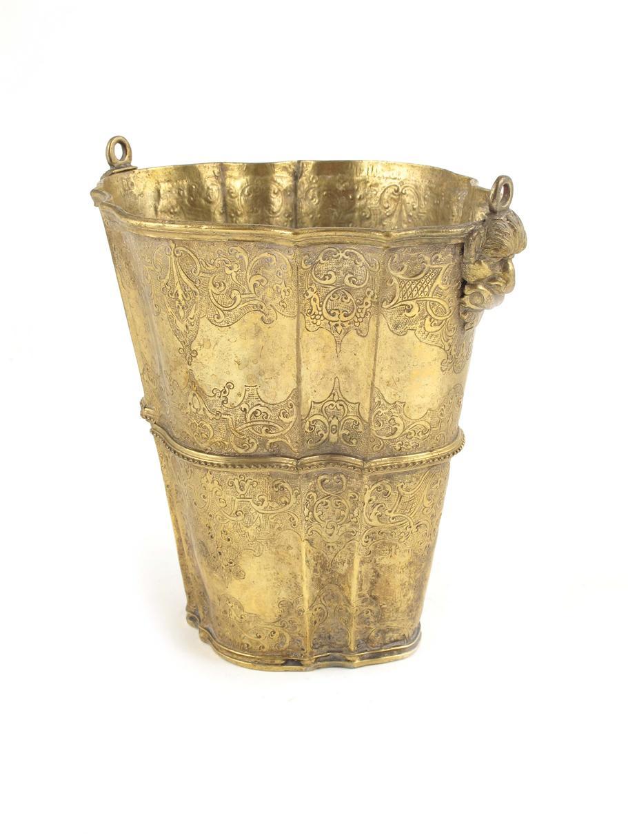 Appraisal: An th century continental brass shaped bucket