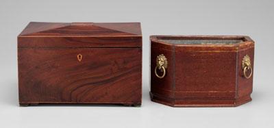 Appraisal: Inlaid mahogany planter tea box planter with canted corners and