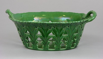 Appraisal: A Bright Green Glazed Ceramic Basket by Stevenson A bright