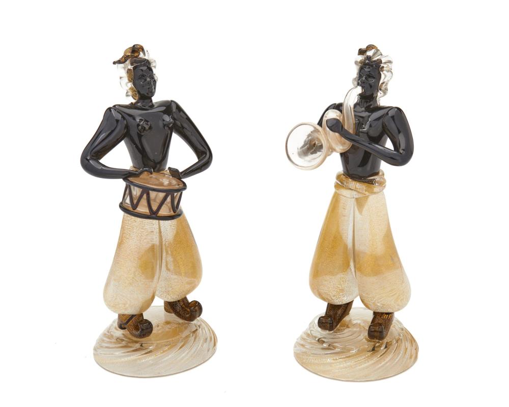 Appraisal: A pair of Italian Murano glass figures Mid- th Century