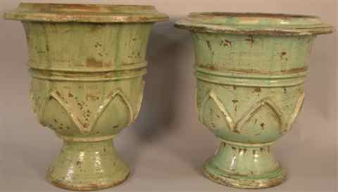 Appraisal: PAIR OF SMALL FRENCH ANDUZE ST JEAN DE FOS GREEN