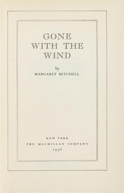 Appraisal: vol Mitchell Margaret Gone With The Wind New York Macmillan