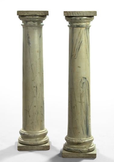 Appraisal: Tall Pair of Faux Gris Bleute de Saint-Beat Marble Columnar