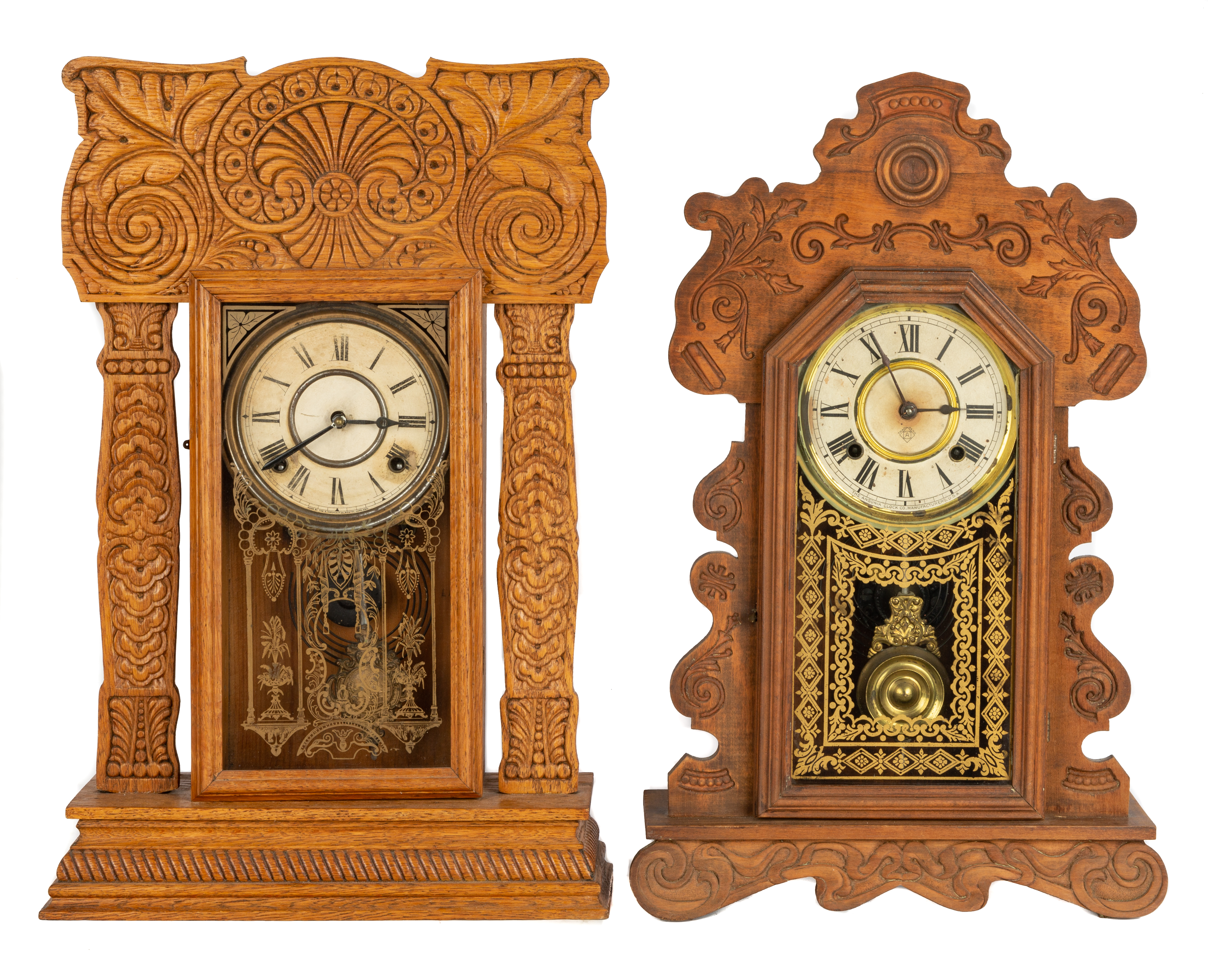 Appraisal: TWO KITCHEN CLOCKS th century day time and strike