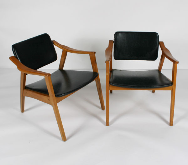 Appraisal: Pair mid century modern armchairs with angled legs curved shaped