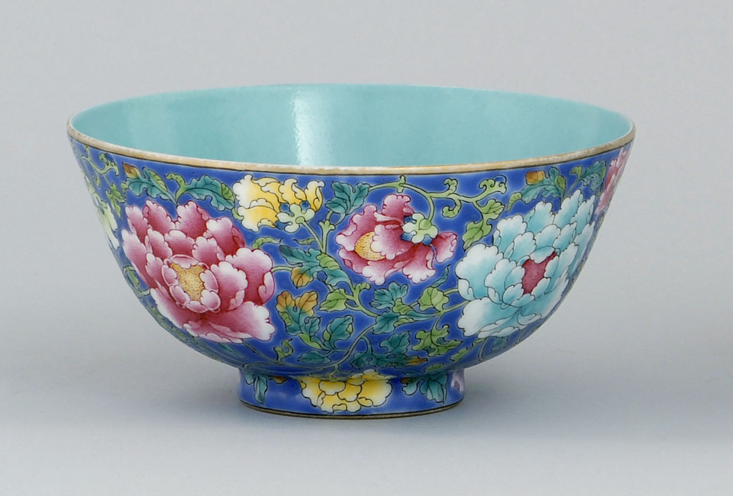 Appraisal: POLYCHROME PORCELAIN BOWL th CenturyIn bell form with colorful peony